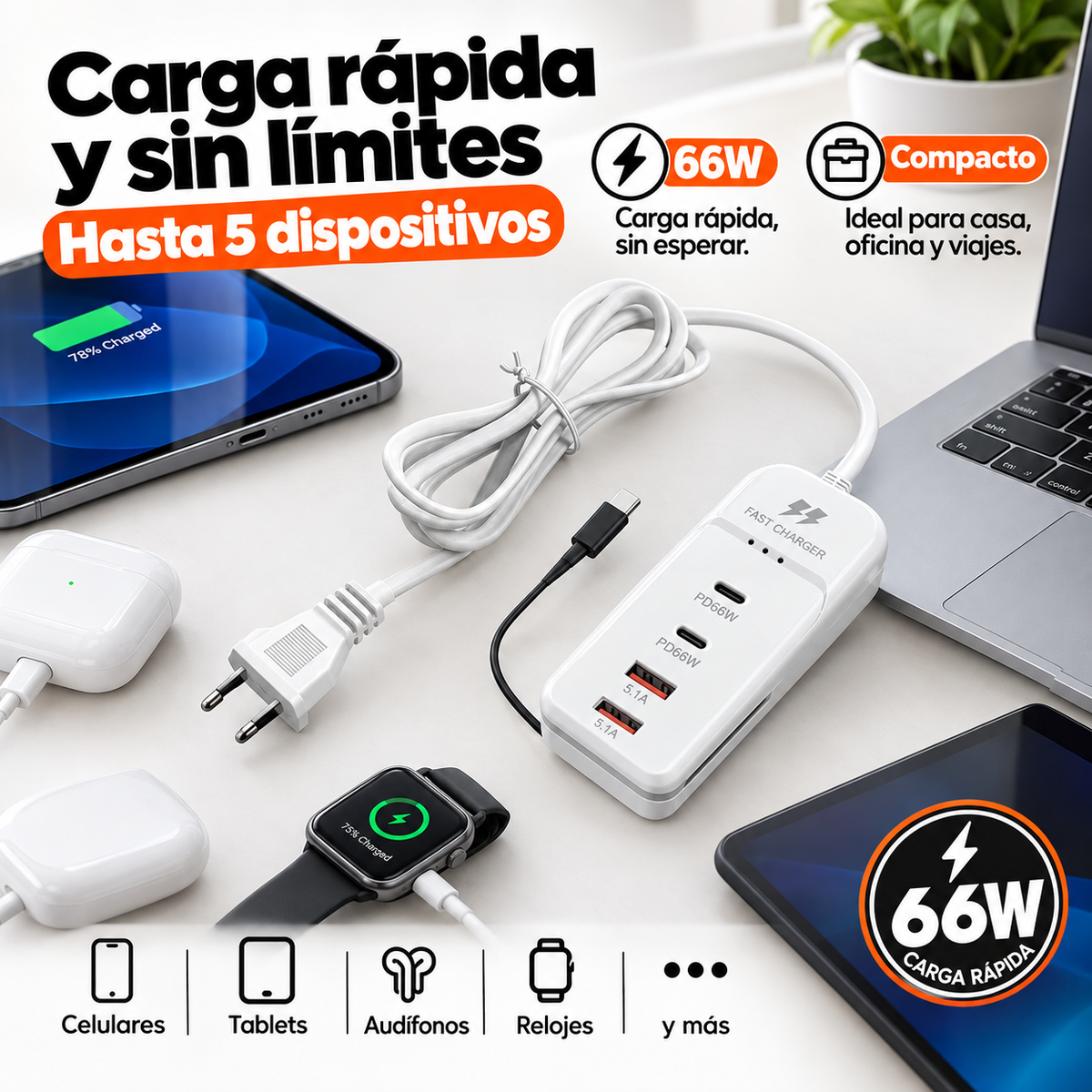 Cargador Multifuncional - Adiós al caos de cables