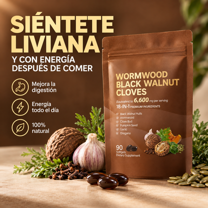 Wormwood Black Walnut Cloves - Vitalidad y metabolismo activo, 100% natural