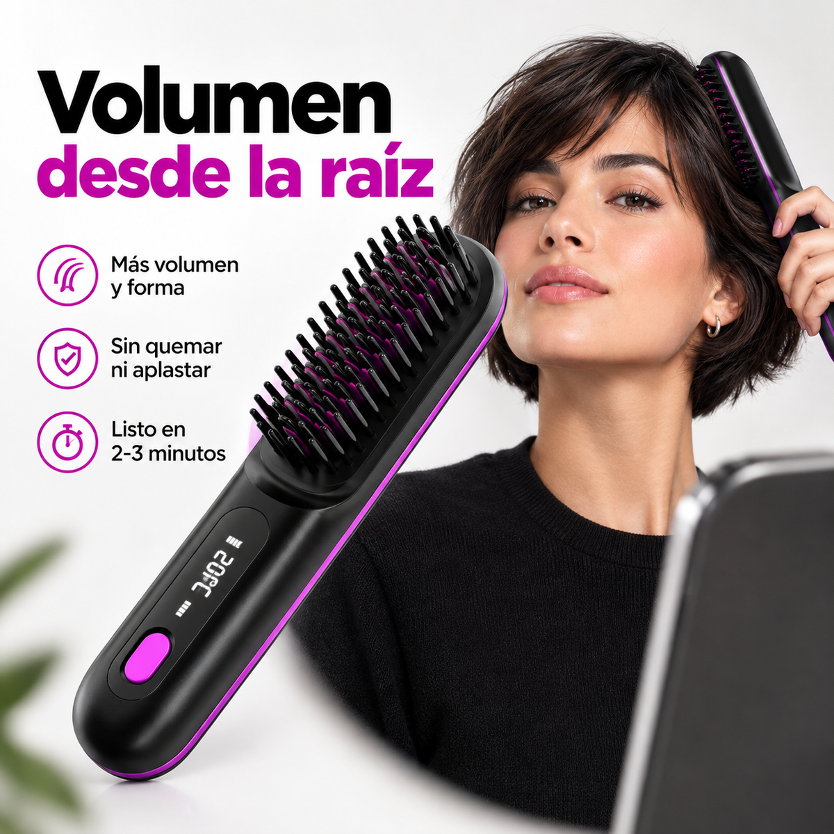 Cepillo Alisador Inalámbrico - Volumen y forma para tu cabello