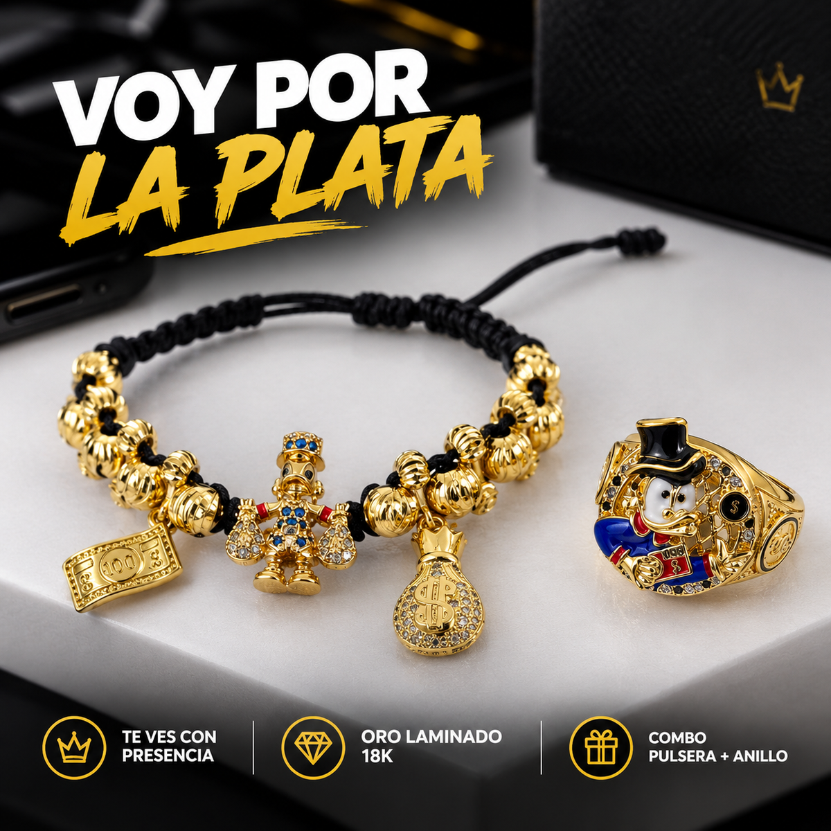 Combo Exclusivo Tío Rico -  Prosperidad en oro laminado