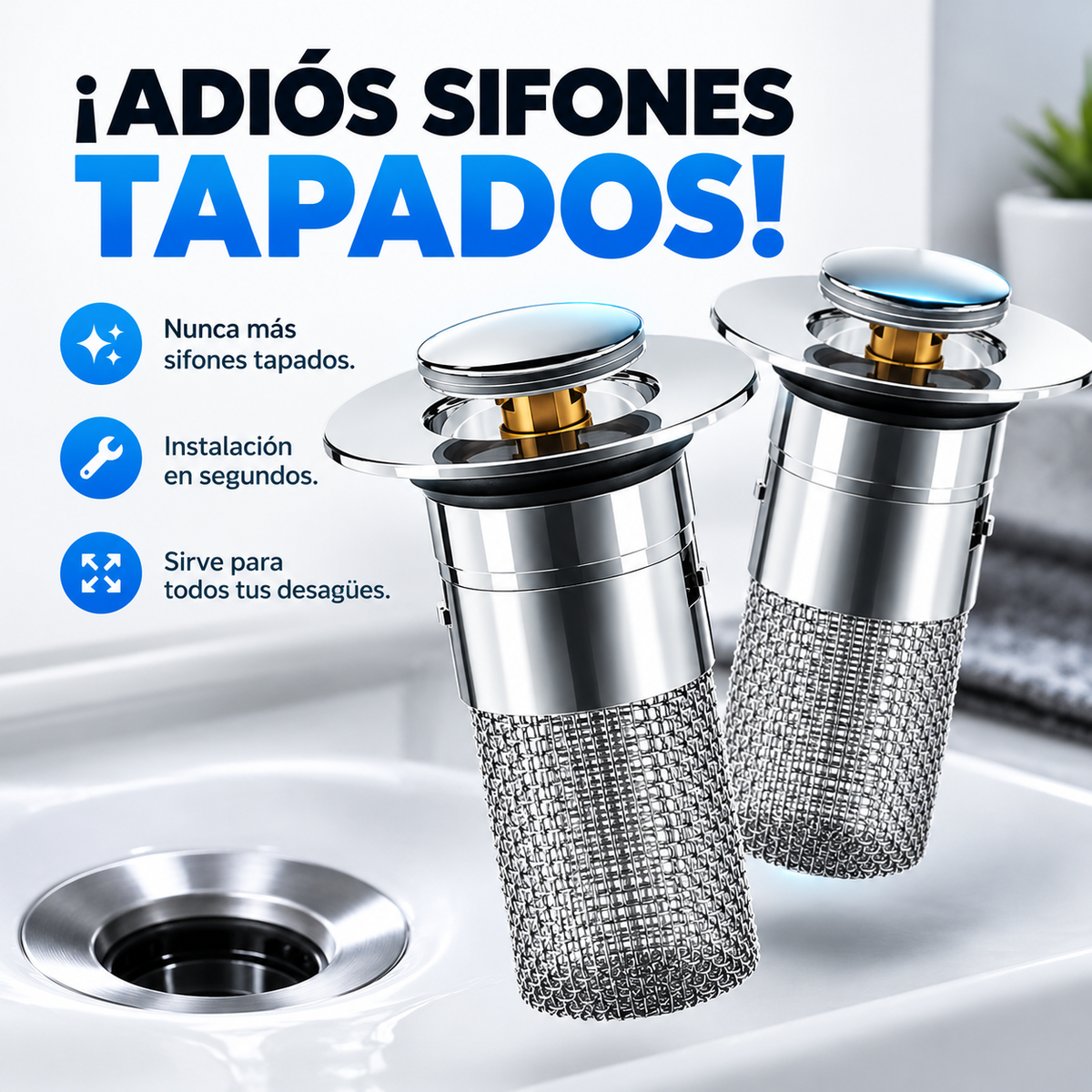Kit x2 Tapón Filtro DuoClean Pro - ¿Otra vez el sifón tapado?