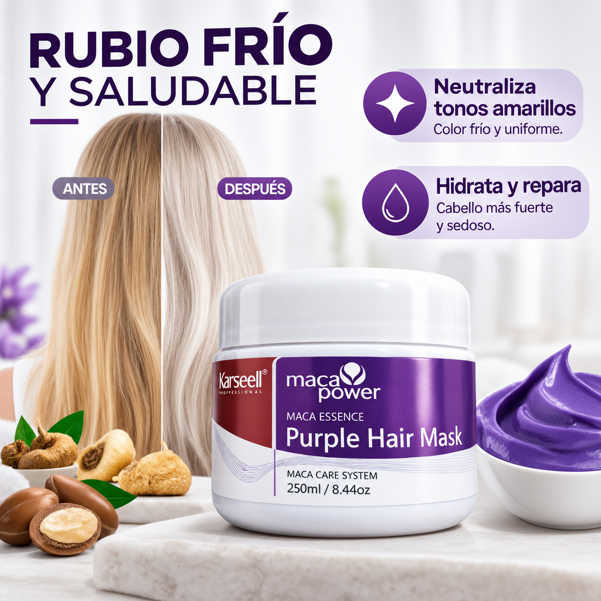 Karseell Purple Hair Mask - Rubio frío sin resecar tu cabello