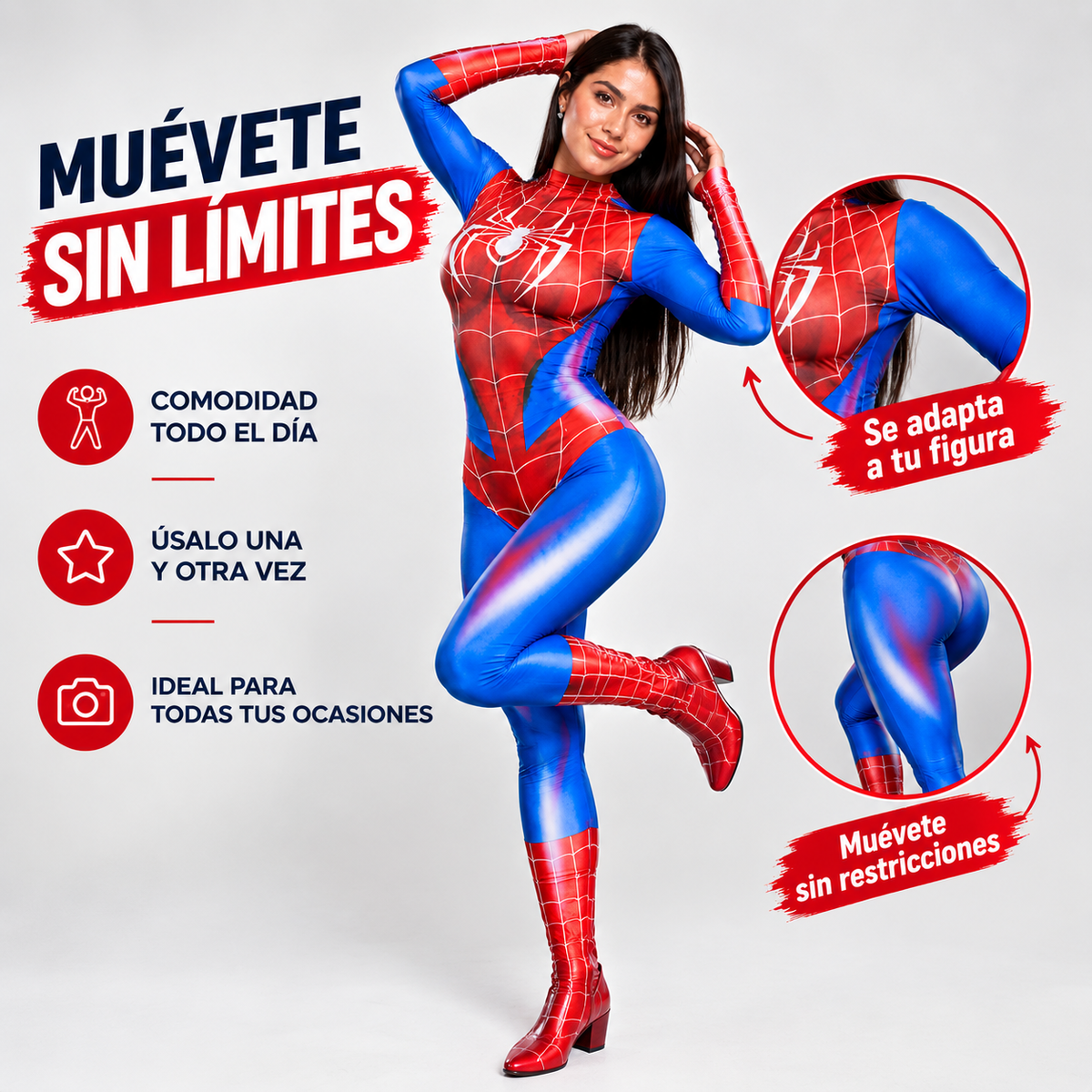 Disfraz Enterizo Mujer Araña - Imposible pasar desapercibida