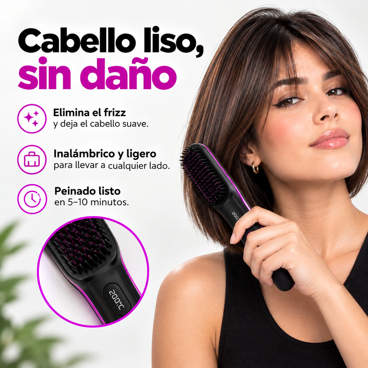 Cepillo Alisador Inalámbrico - Volumen y forma para tu cabello
