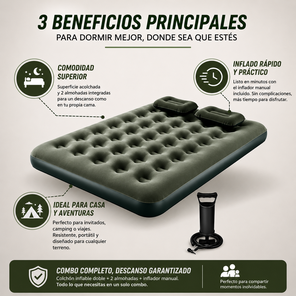 Klimber Comfort Doble - Tu cama cómoda, estés donde estés