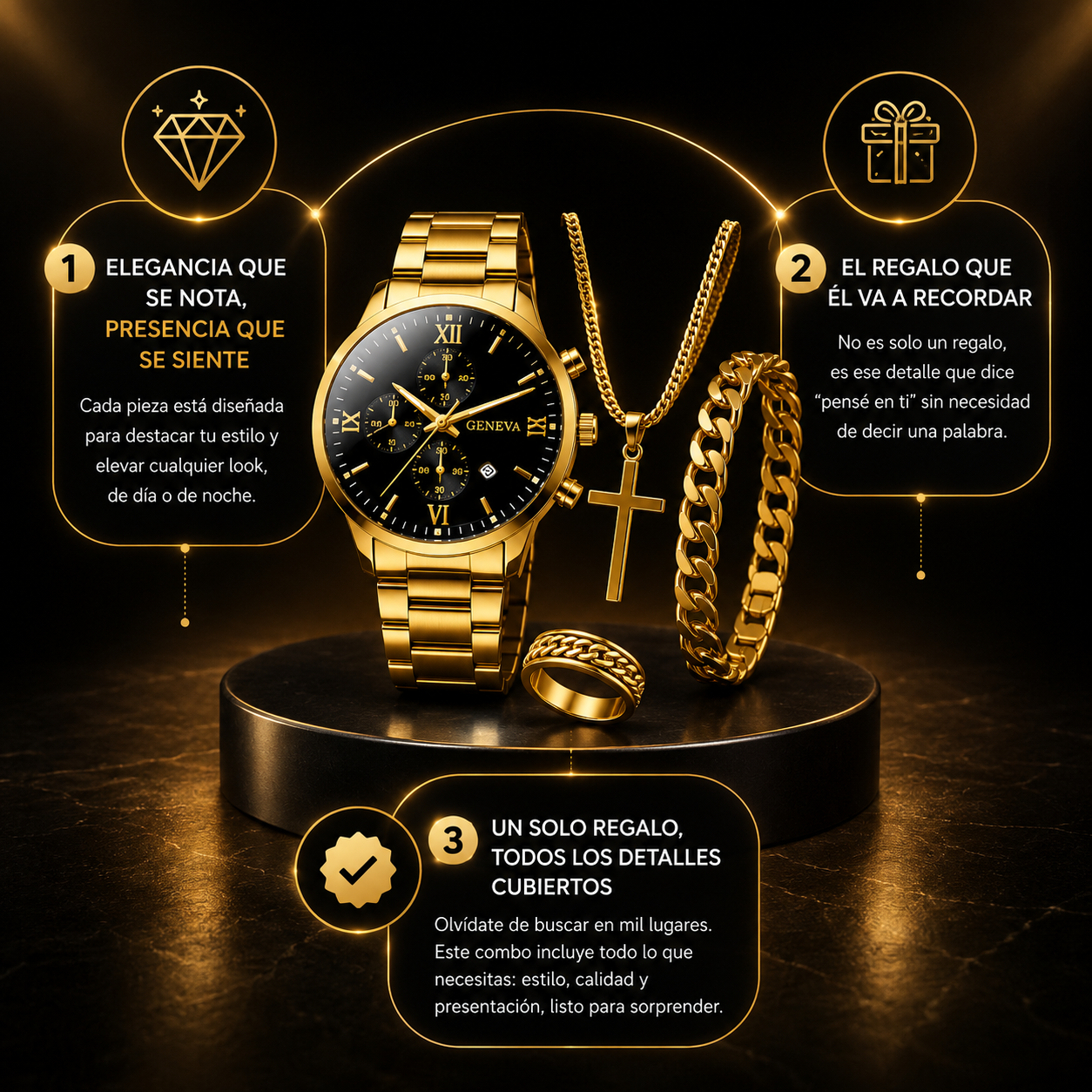Luxury Set Gold - Regalo que combina elegancia y presencia