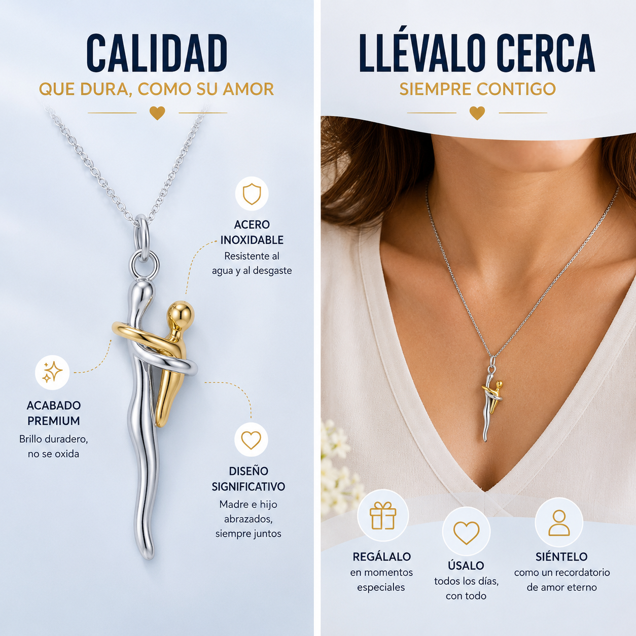 Collar Madre E Hijo - Un abrazo que tu madre siempre llevará