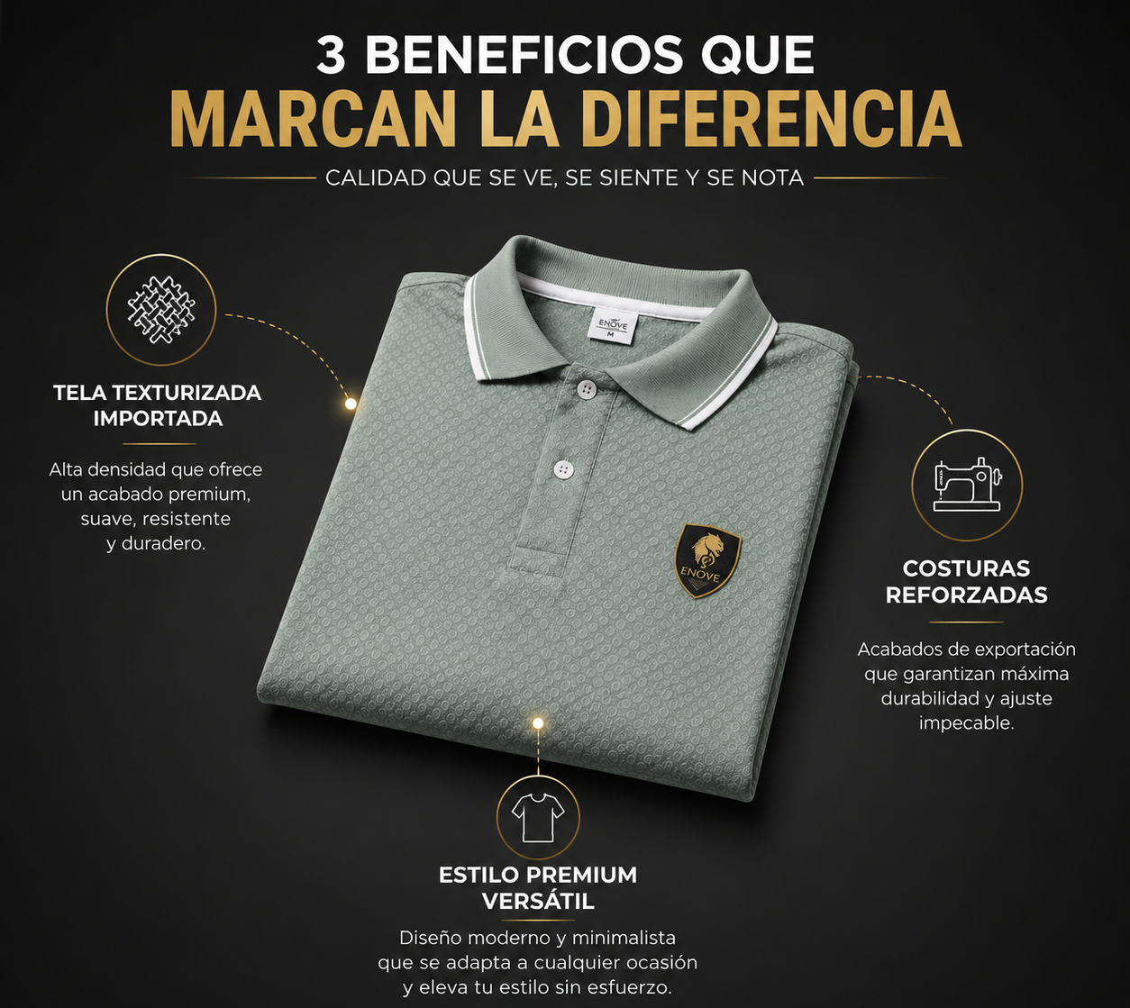 Polo Texturizado - Elegancia premium sin pagar precio de lujo
