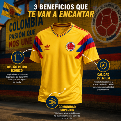 Camiseta Colombia Pibe Retro 1990™ – Orgullo colombiano que trasciende generaciones
