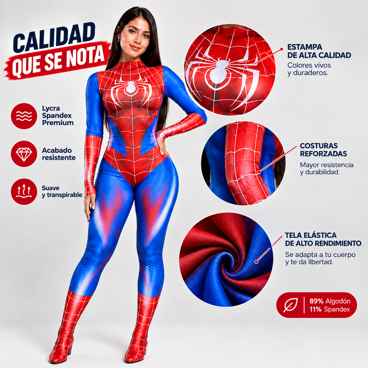 Disfraz Enterizo Mujer Araña - Imposible pasar desapercibida