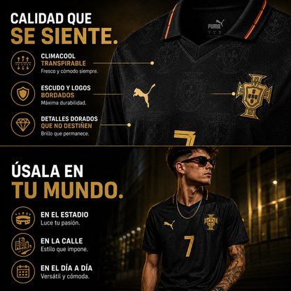 Camiseta Portugal Black Gold Edition - Streetwear futbolero