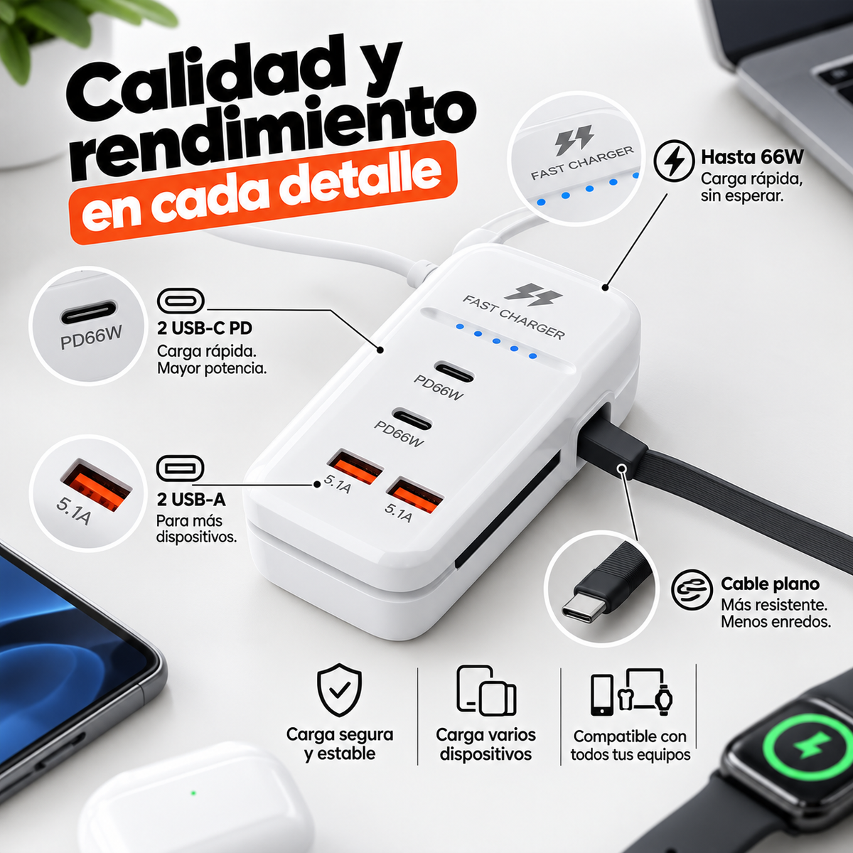 Cargador Multifuncional - Adiós al caos de cables