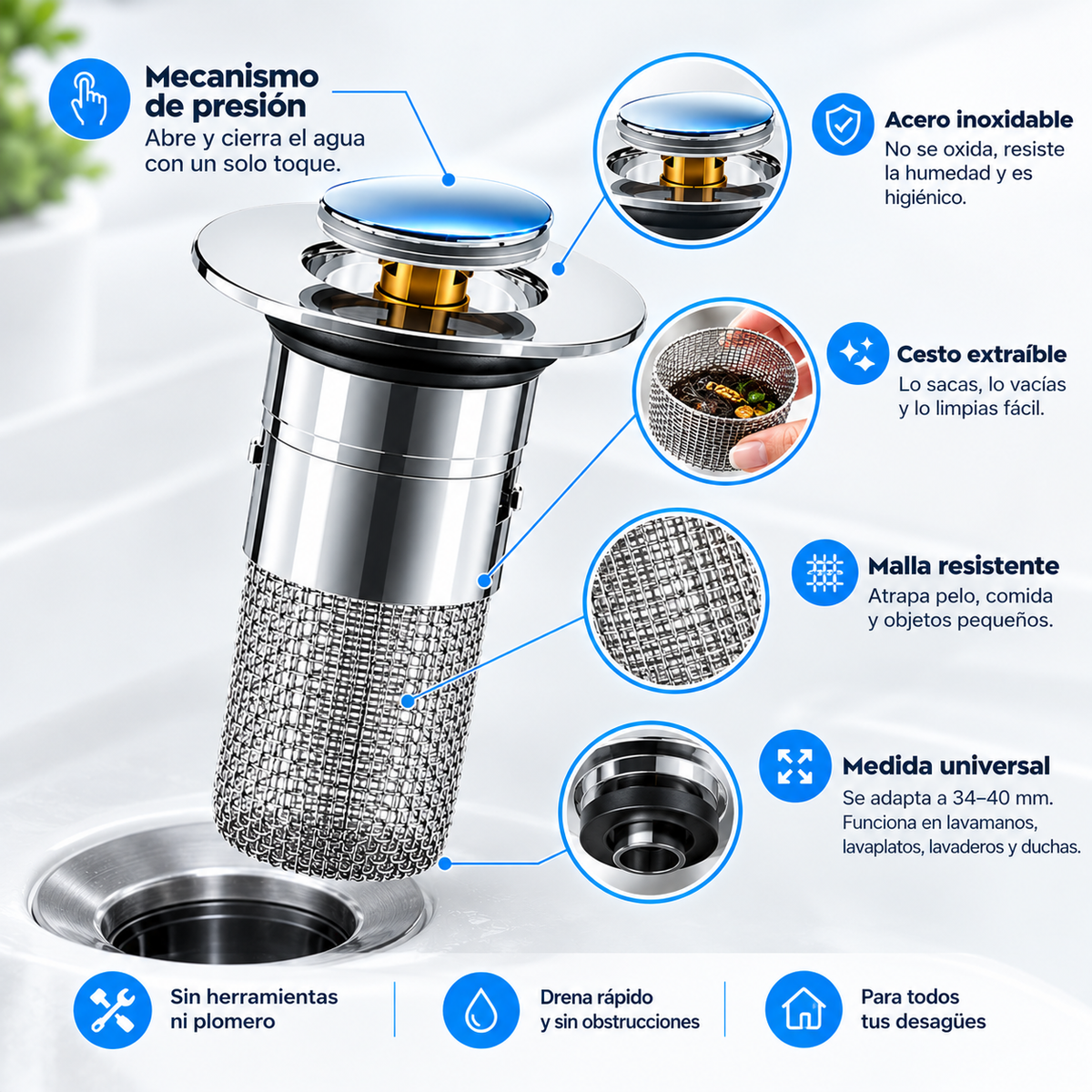 Kit x2 Tapón Filtro DuoClean Pro - ¿Otra vez el sifón tapado?