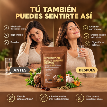 Wormwood Black Walnut Cloves - Vitalidad y metabolismo activo, 100% natural