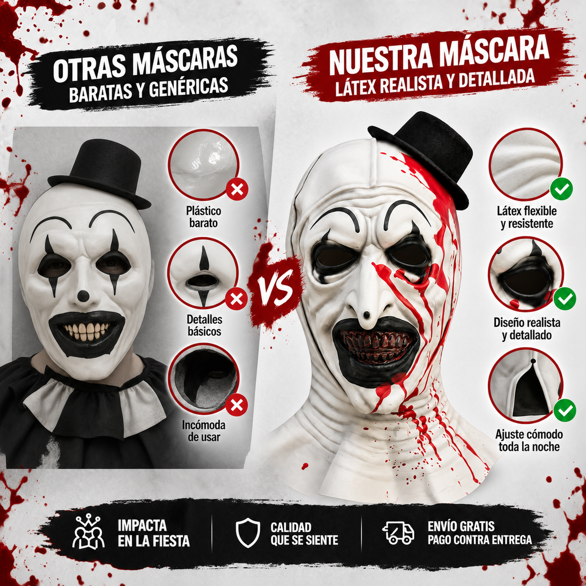 Máscara Art The Clown Terrifier - Terror garantizado