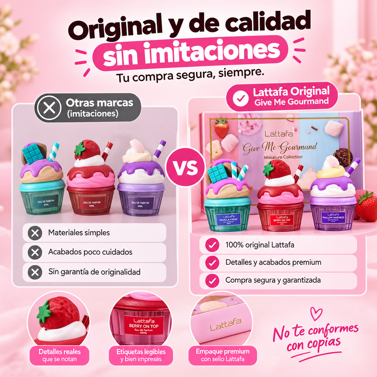 Kit X3 Mini Postres Lattafa - Elige tu antojo, huele delicioso