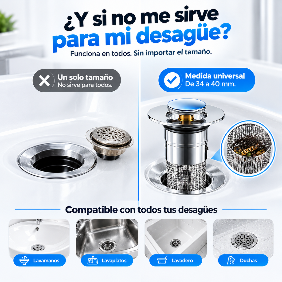 Kit x2 Tapón Filtro DuoClean Pro - ¿Otra vez el sifón tapado?