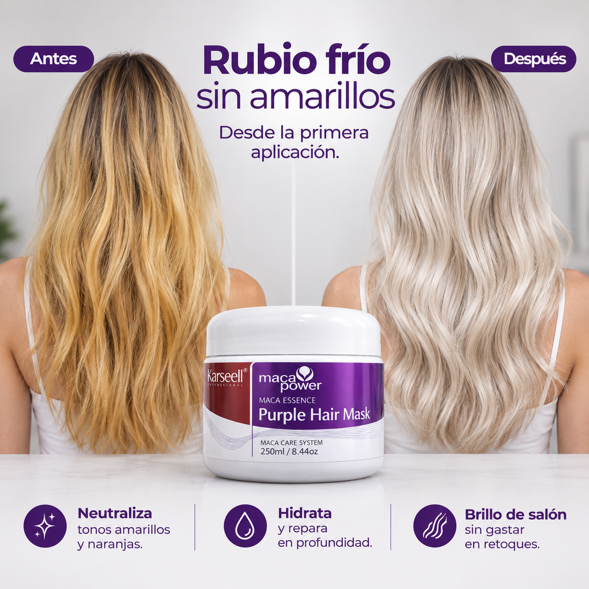 Karseell Purple Hair Mask - Rubio frío sin resecar tu cabello