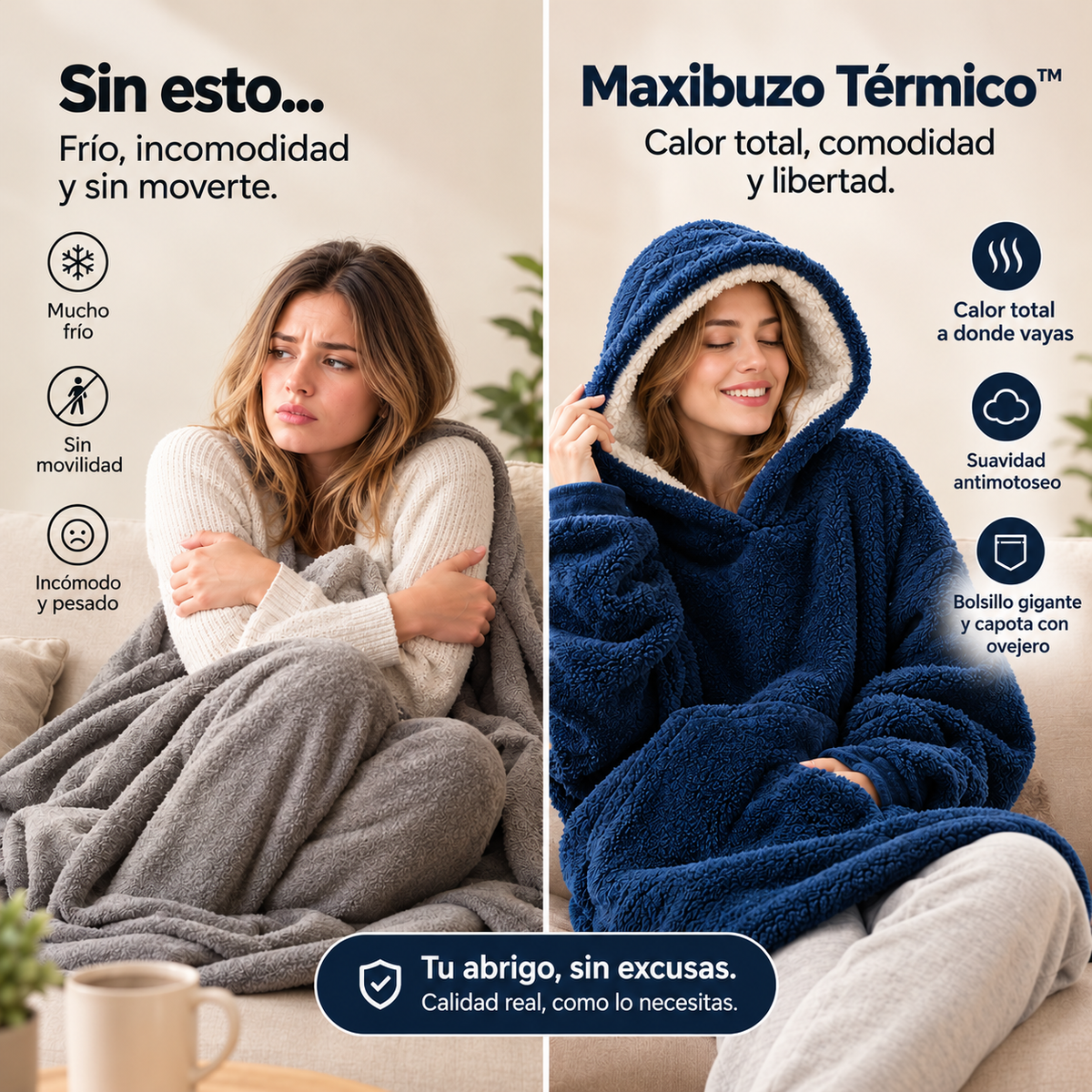 Maxibuzo Térmico Manta con Bolsillo - La cobija que se mueve contigo