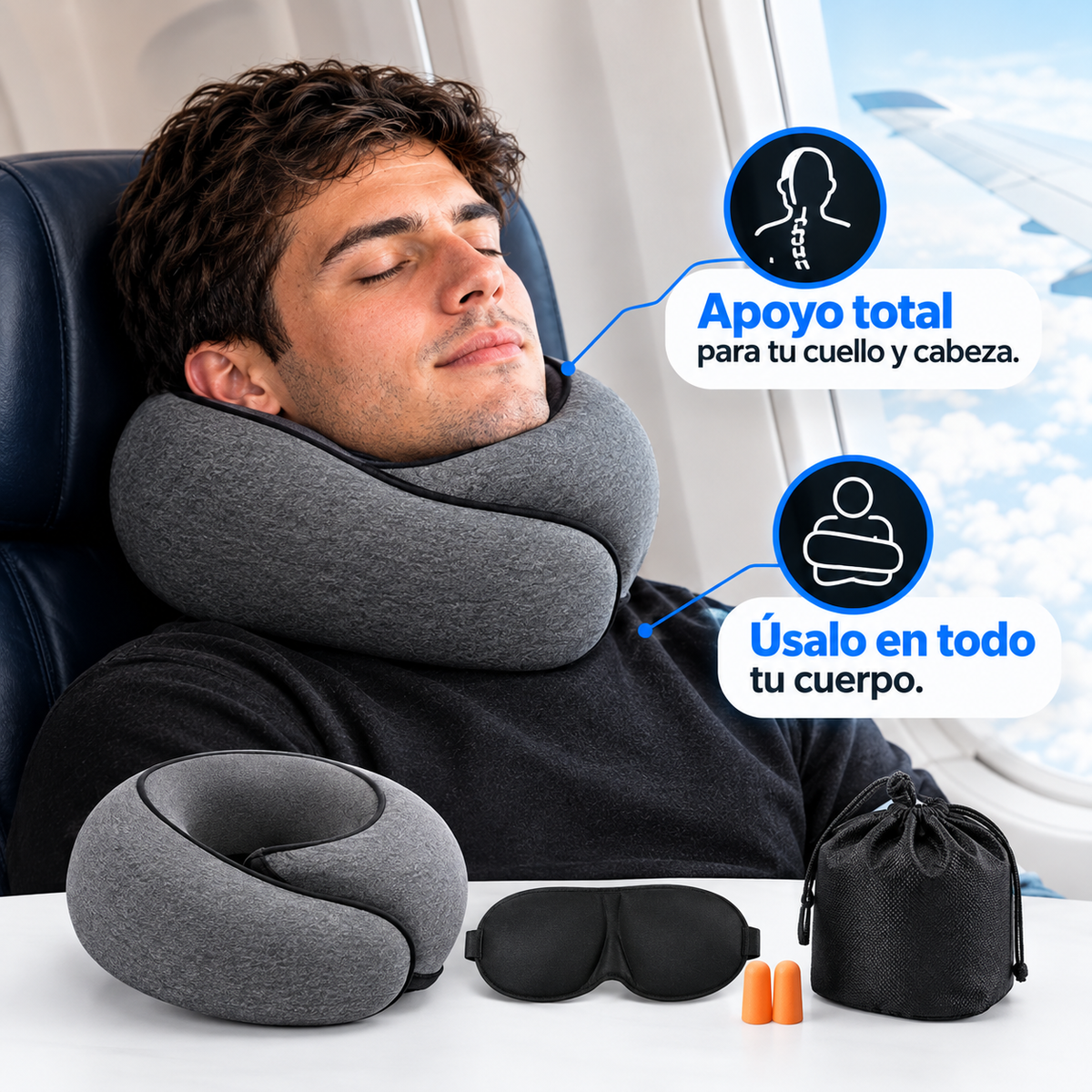 Kit Viajero 4 En 1 - Duerme cómodo en cualquier viaje