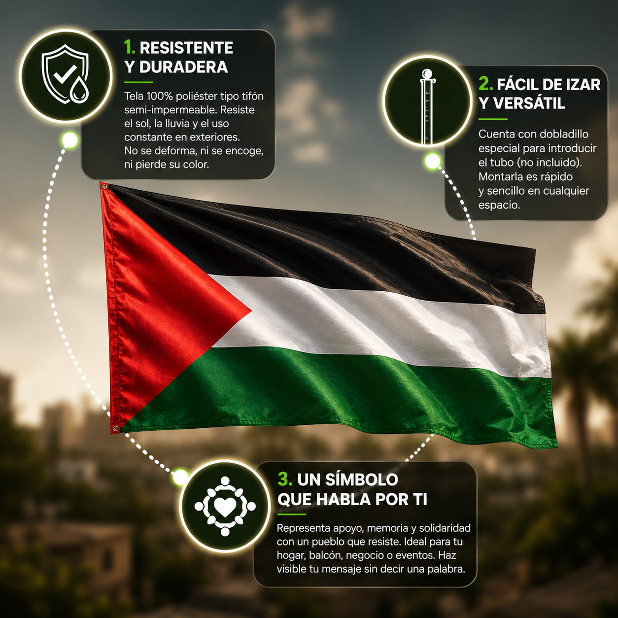 Bandera de Palestina - Tu voz de solidaridad
