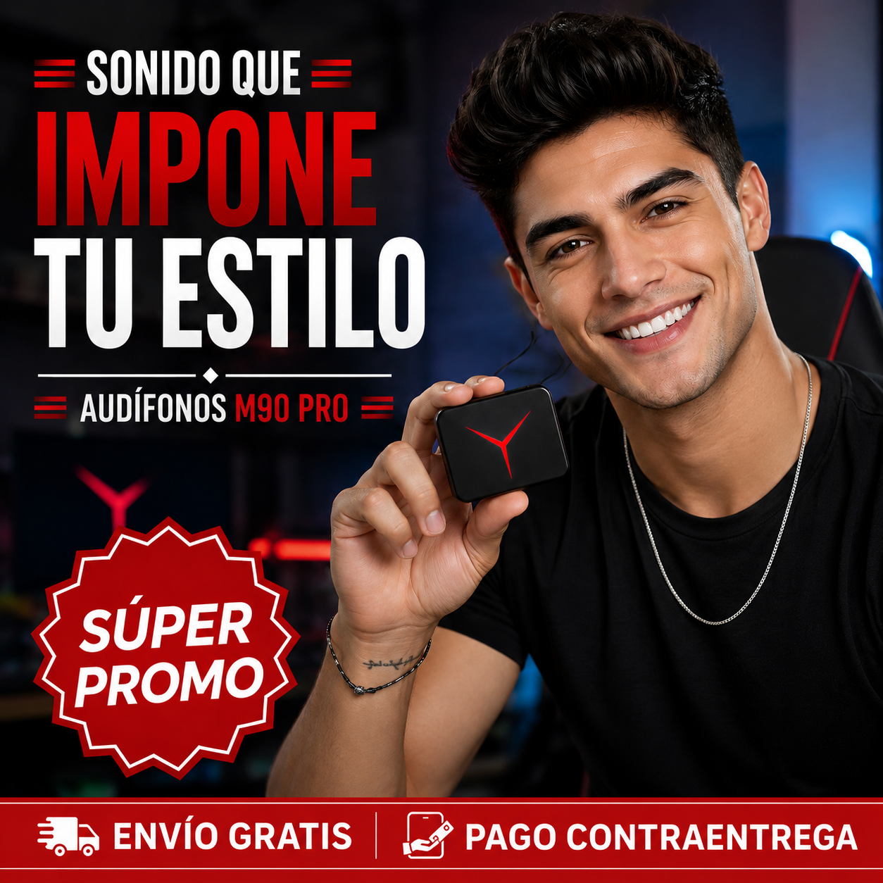 Audífonos M90 Pro - Diseño Gamer que Destaca